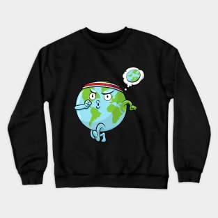 Funny world map with headband at the jogging Crewneck Sweatshirt